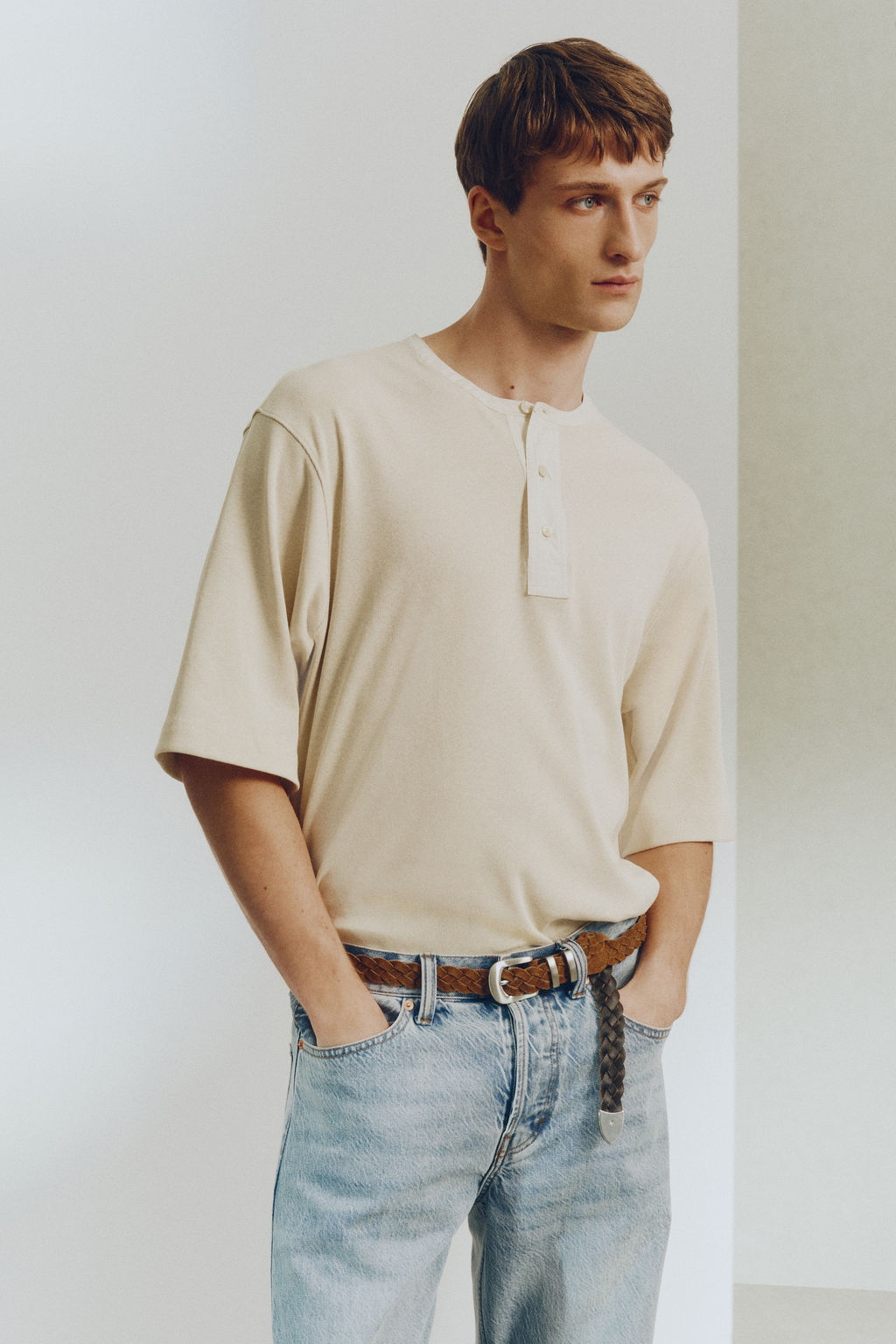 Camiseta panadera en mezcla de lino Loose Fit - H&m фото 3