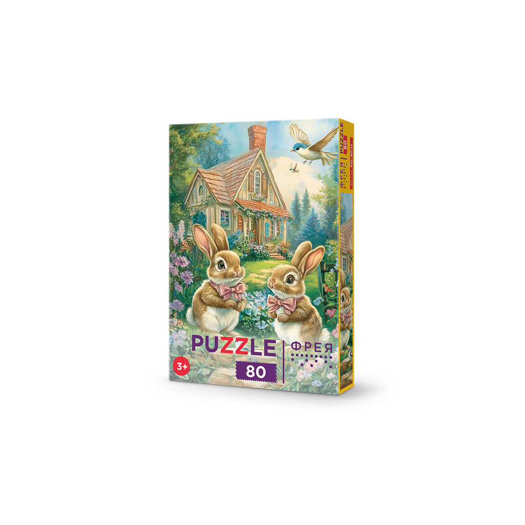 ФРЕЯ Пазл 80 элемент. PZL-80/12 Домик для зайчат