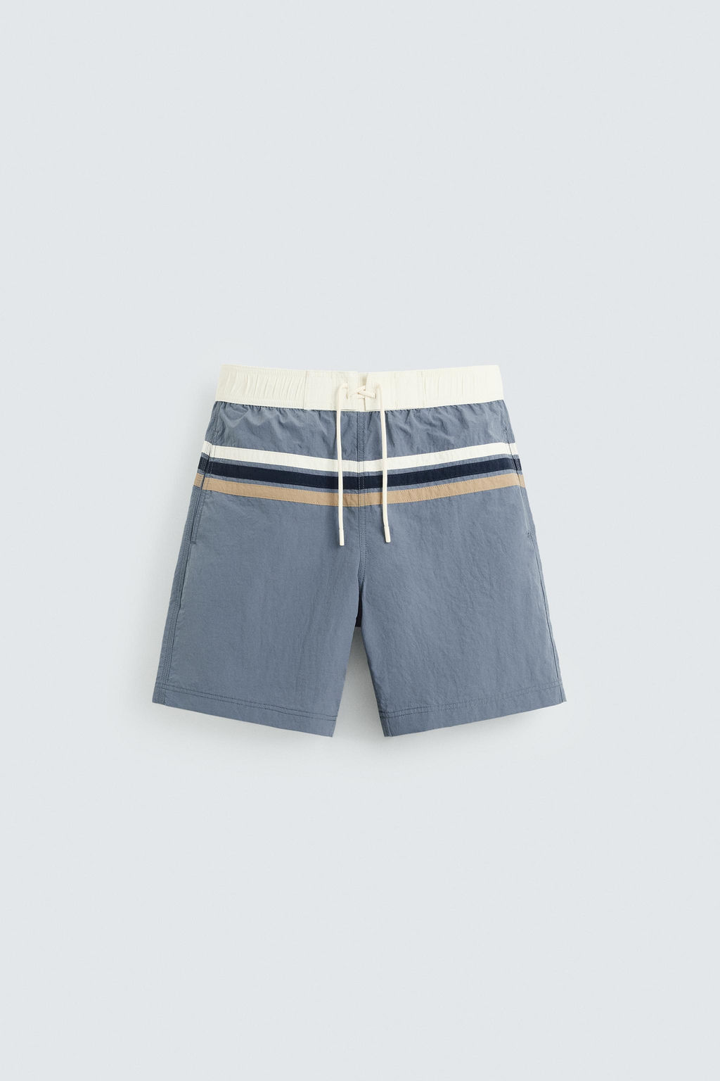 STRIPED LONG SWIMMING TRUNKS
