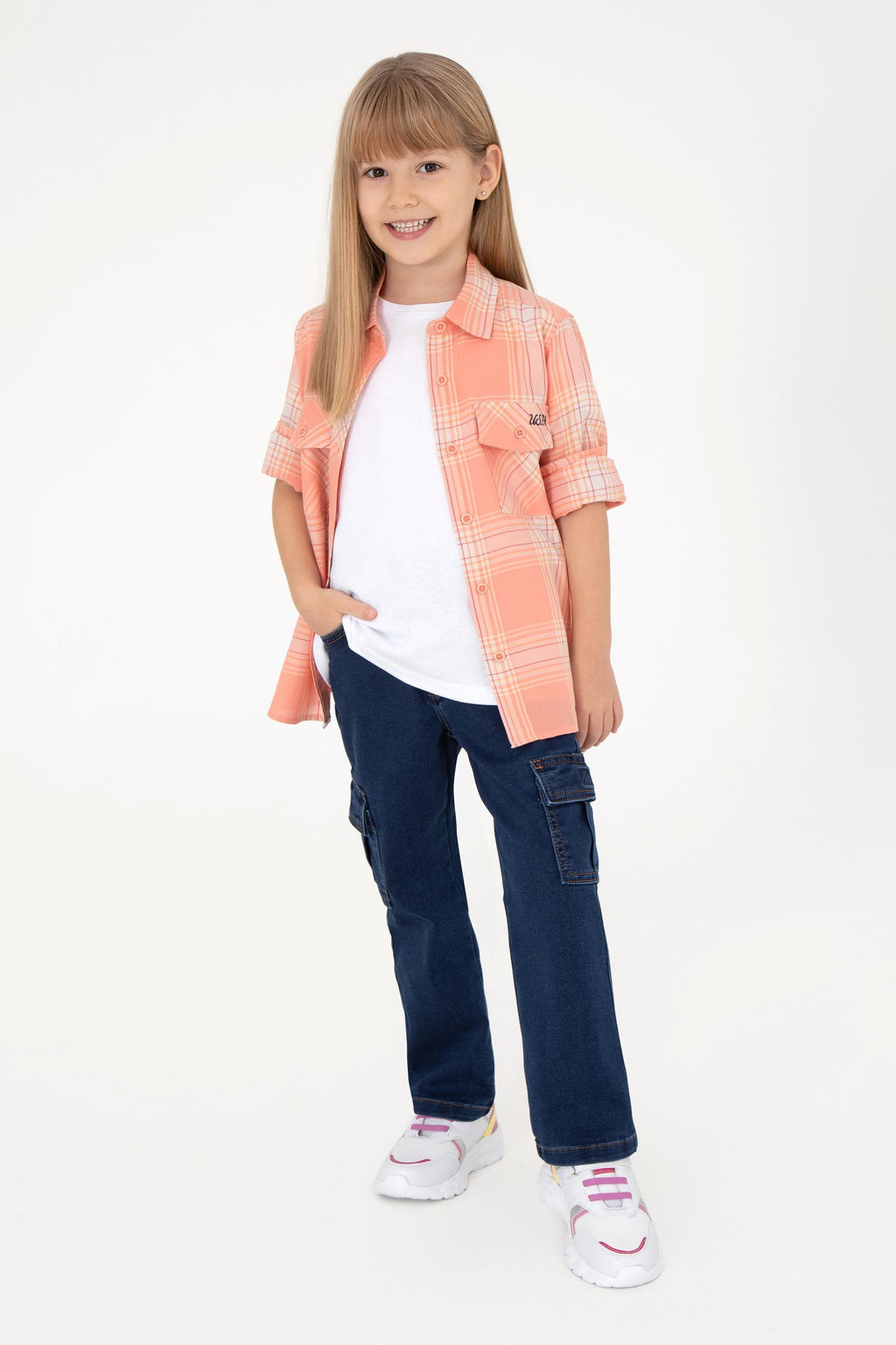 Оранжевая рубашка с длинным рукавом для девочки Неожиданная скидка в корзине - U.s. polo assn фото 2