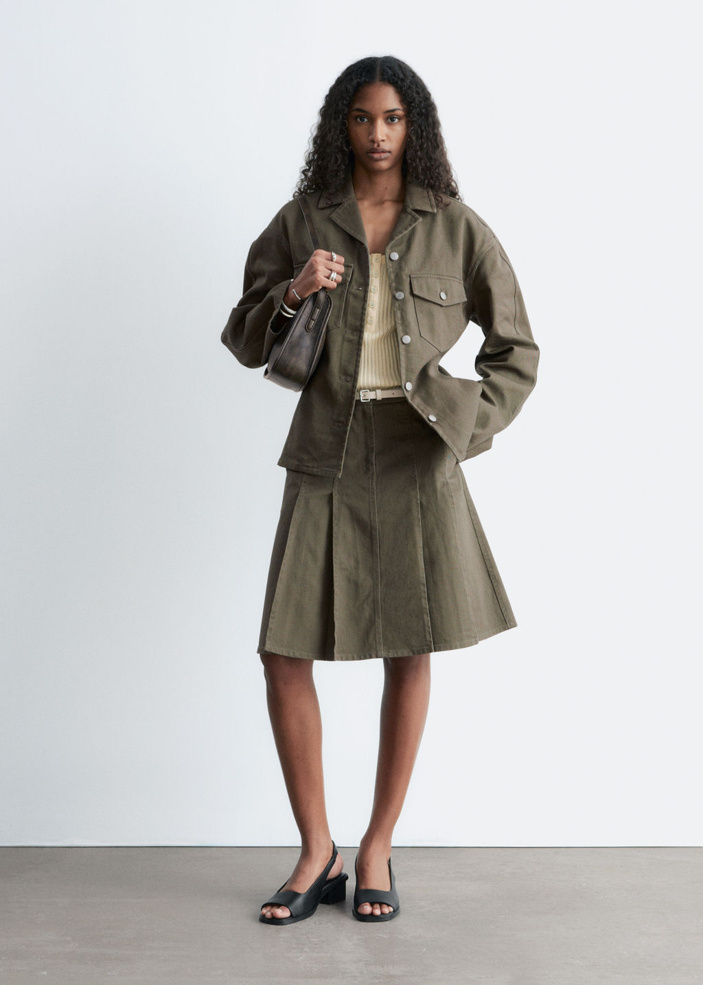 Falda midi plisada de algod?n - H&m фото 3