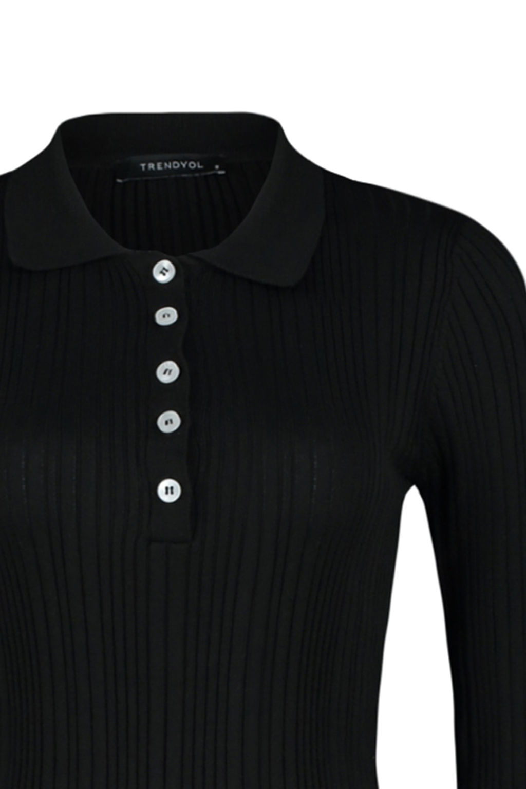 Ekru Merserize Gorunumlu Polo Yaka Fitilli Triko Kazak TWOAW21KZ0773 - Trendyolmilla фото 10