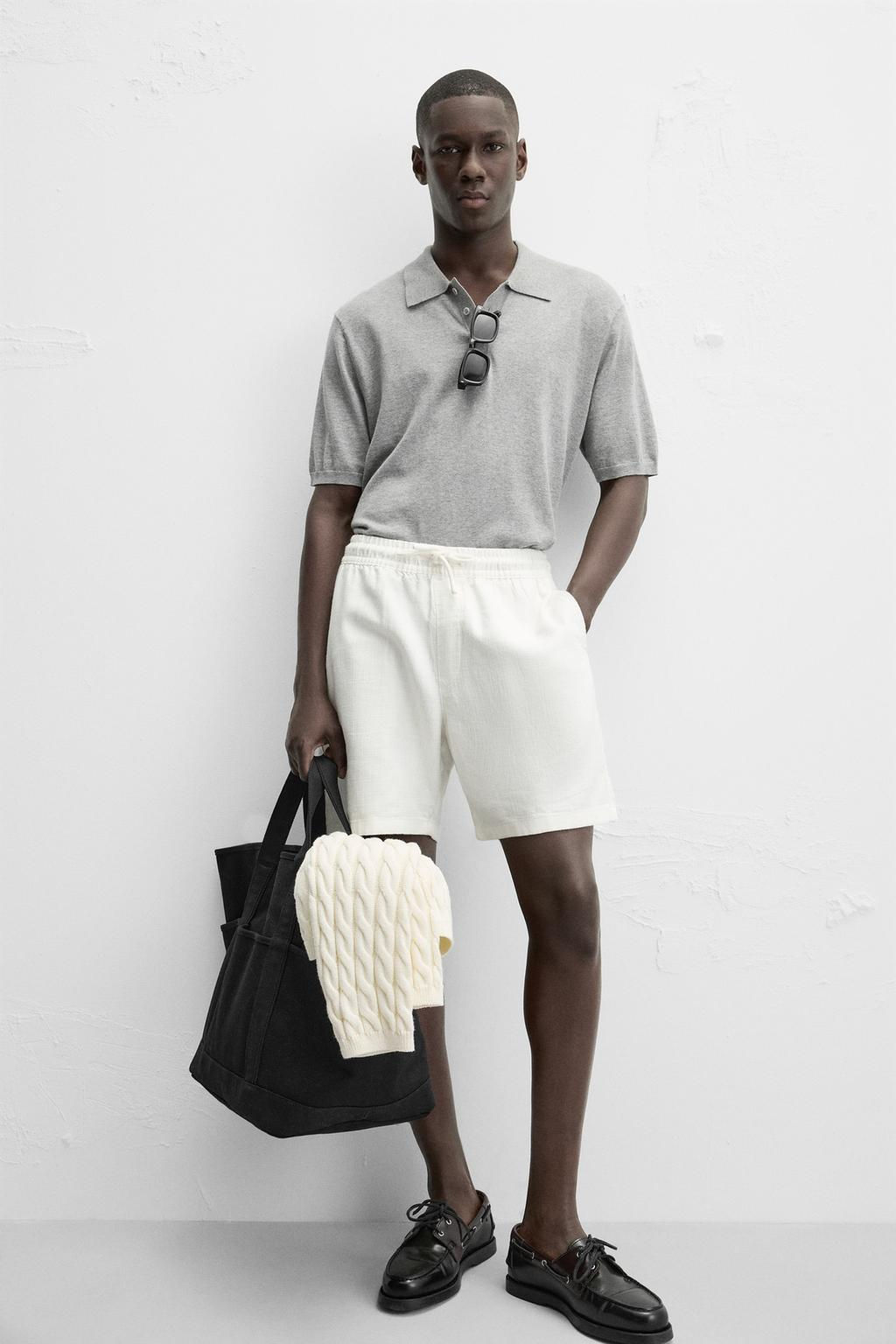 TEXTURED REGULAR FIT BERMUDA SHORTS - Zara фото 32