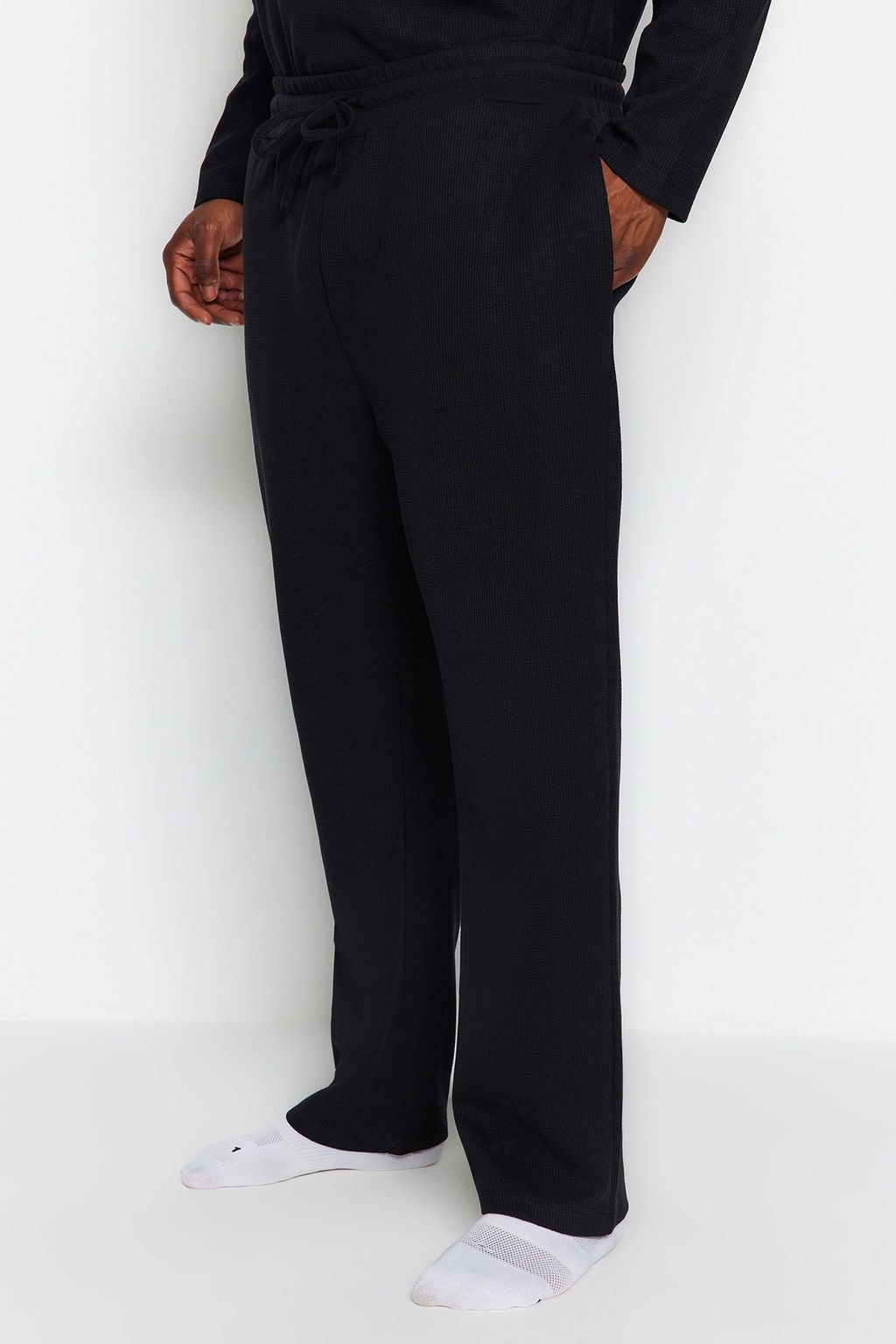 TRENDYOL MAN Siyah Regular Fit Waffle Orme Buyuk Beden Pijama Tak?m? TMNAW24AI00001 - Trendyolmilla фото 4