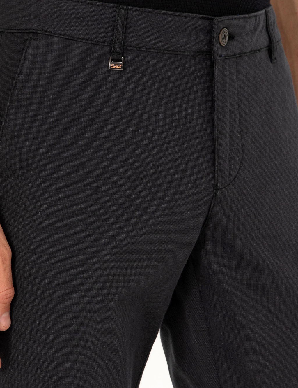 Siyah Slim Fit Pamuk Kar___ml_ Kanvas Pantolon