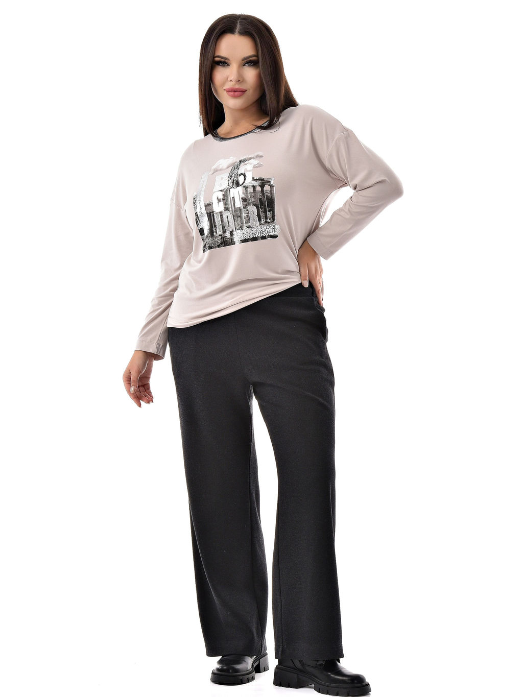 Лонгслив с принтом трикотаж пенье - А+б коллекция фото 31