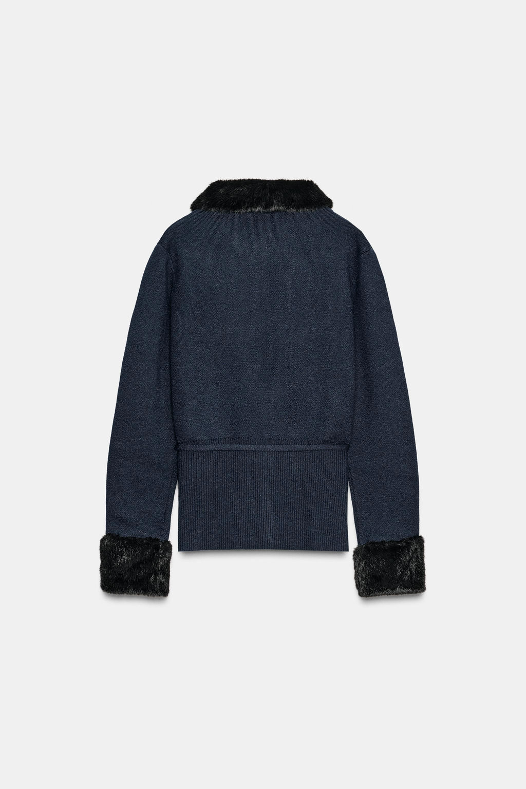 CONTRAST KNIT FAUX FUR CARDINGAN - Zara фото 7