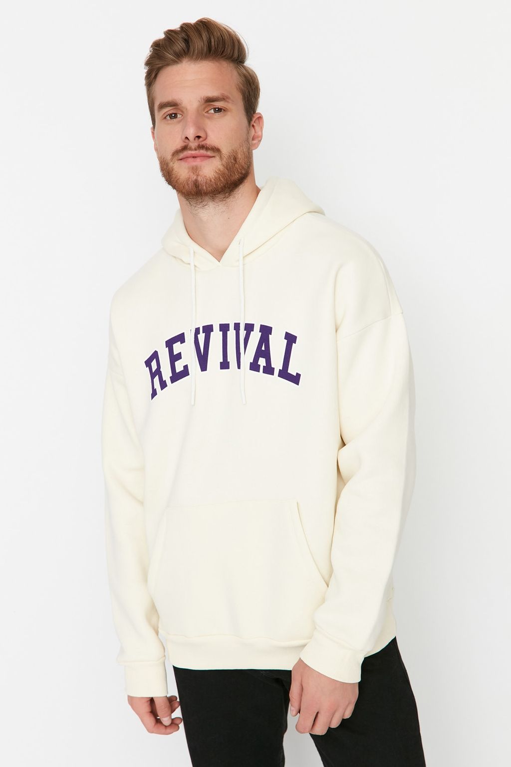 TRENDYOL MAN Kiremit Oversize/Genis Kesim Kapusonlu Ici Polar/S?cak Tutan Pamuk Unisex Sweatshirt TMNAW22SW1462 - Trendyolmilla фото 2