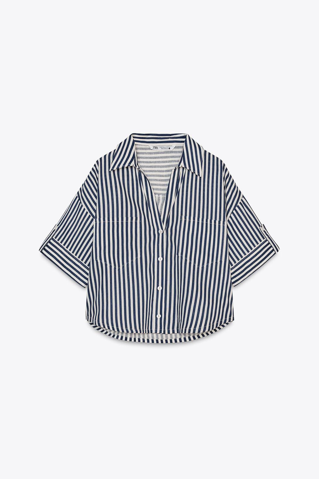 CROPPED LINEN BLEND SHIRT - Zara фото 30