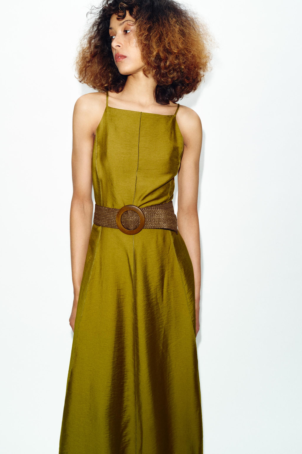 VESTIDO MIDI CINTUR?N / Khaki - Zara фото 4