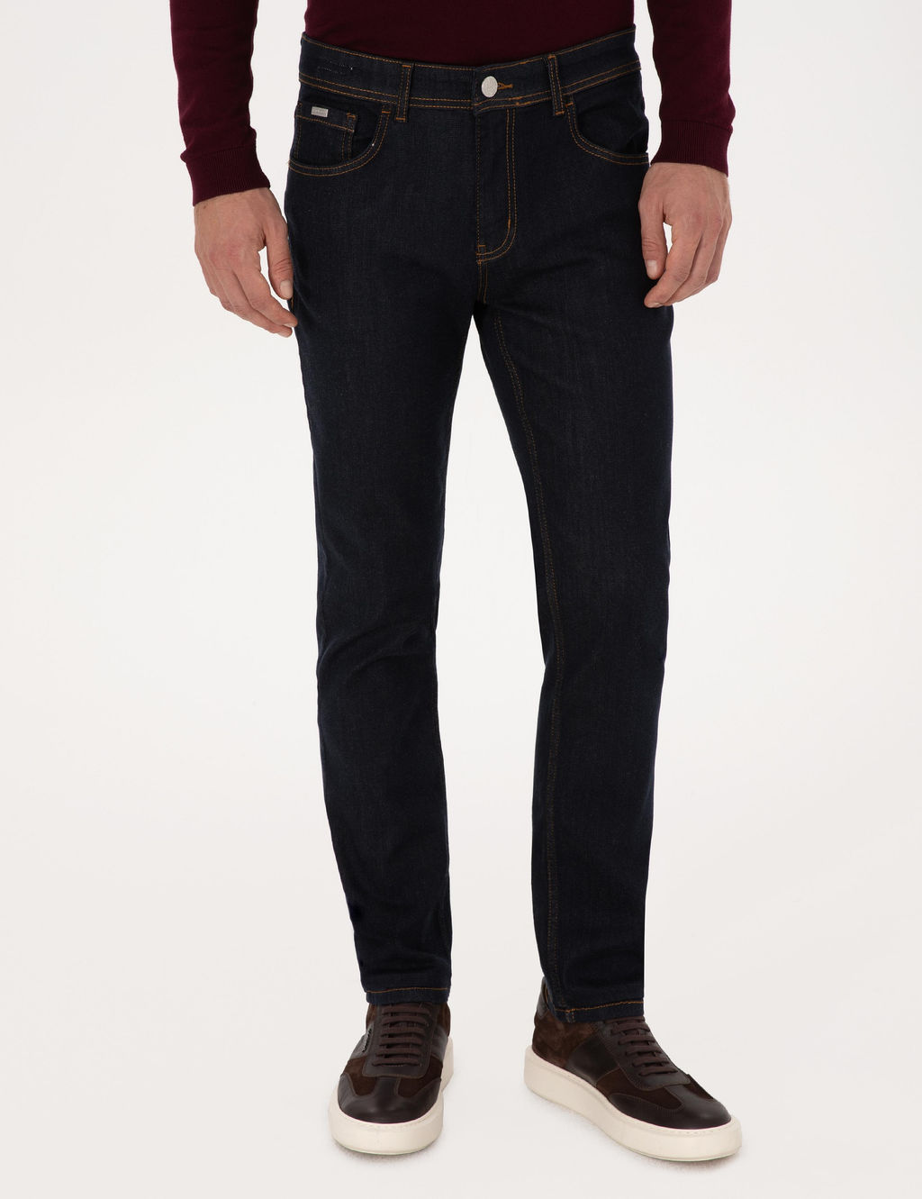 Lacivert Slim Fit Pamuk Kar___ml_ Jean Pantolon
