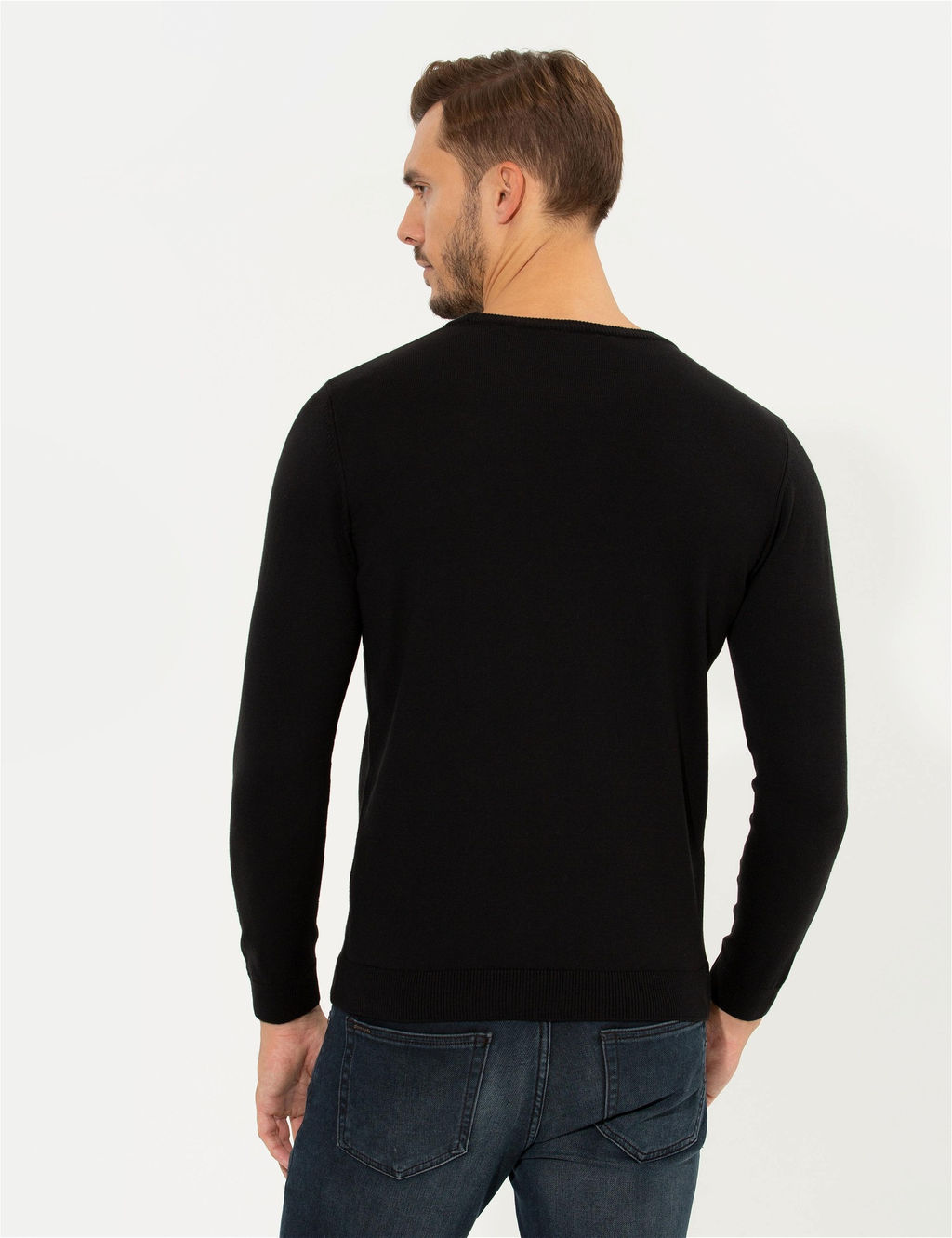 Siyah Slim Fit Bisiklet Yaka Triko Kazak - Pierre cardin фото 5