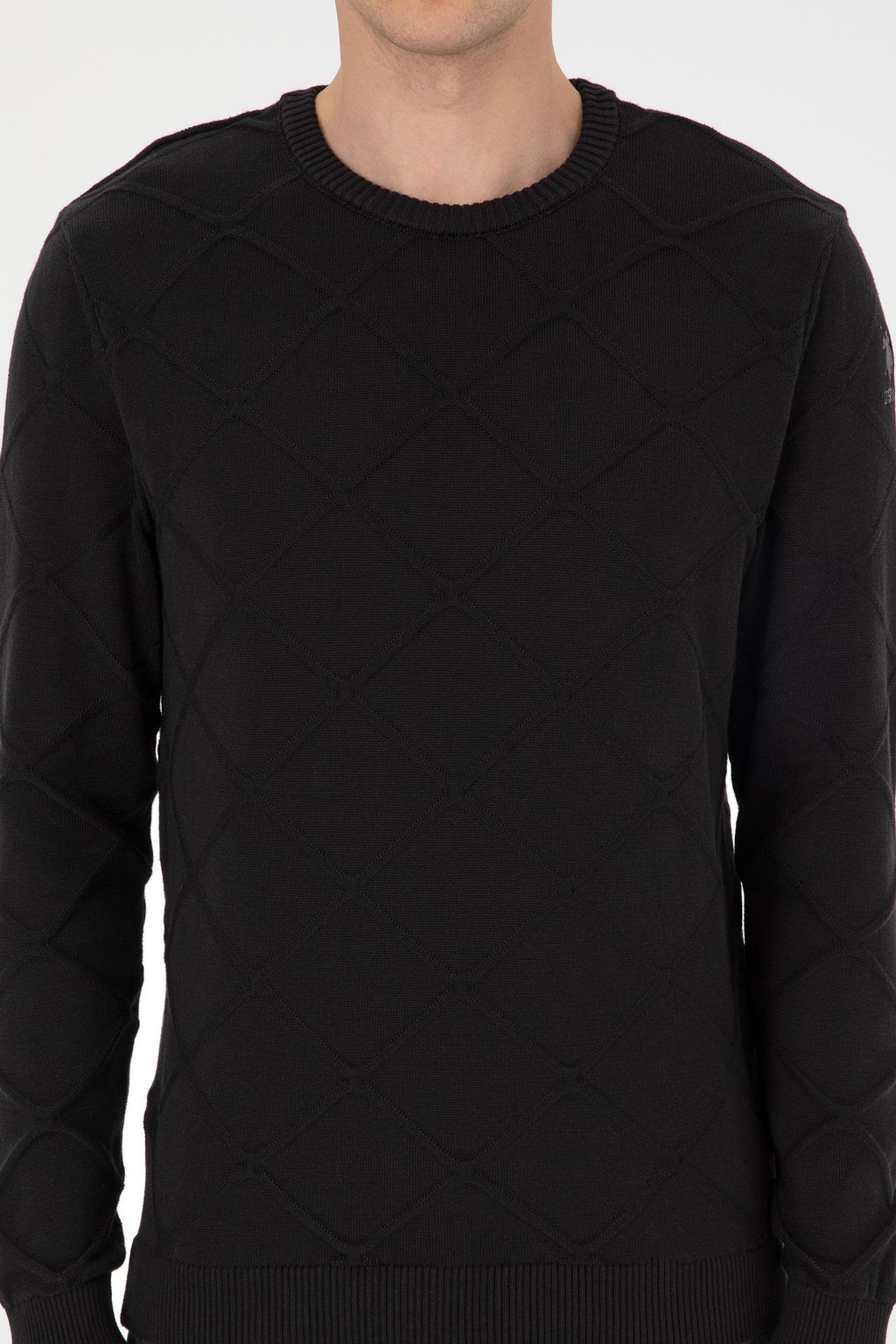 Erkek Regular Fit Bisiklet Yaka Siyah Kazak