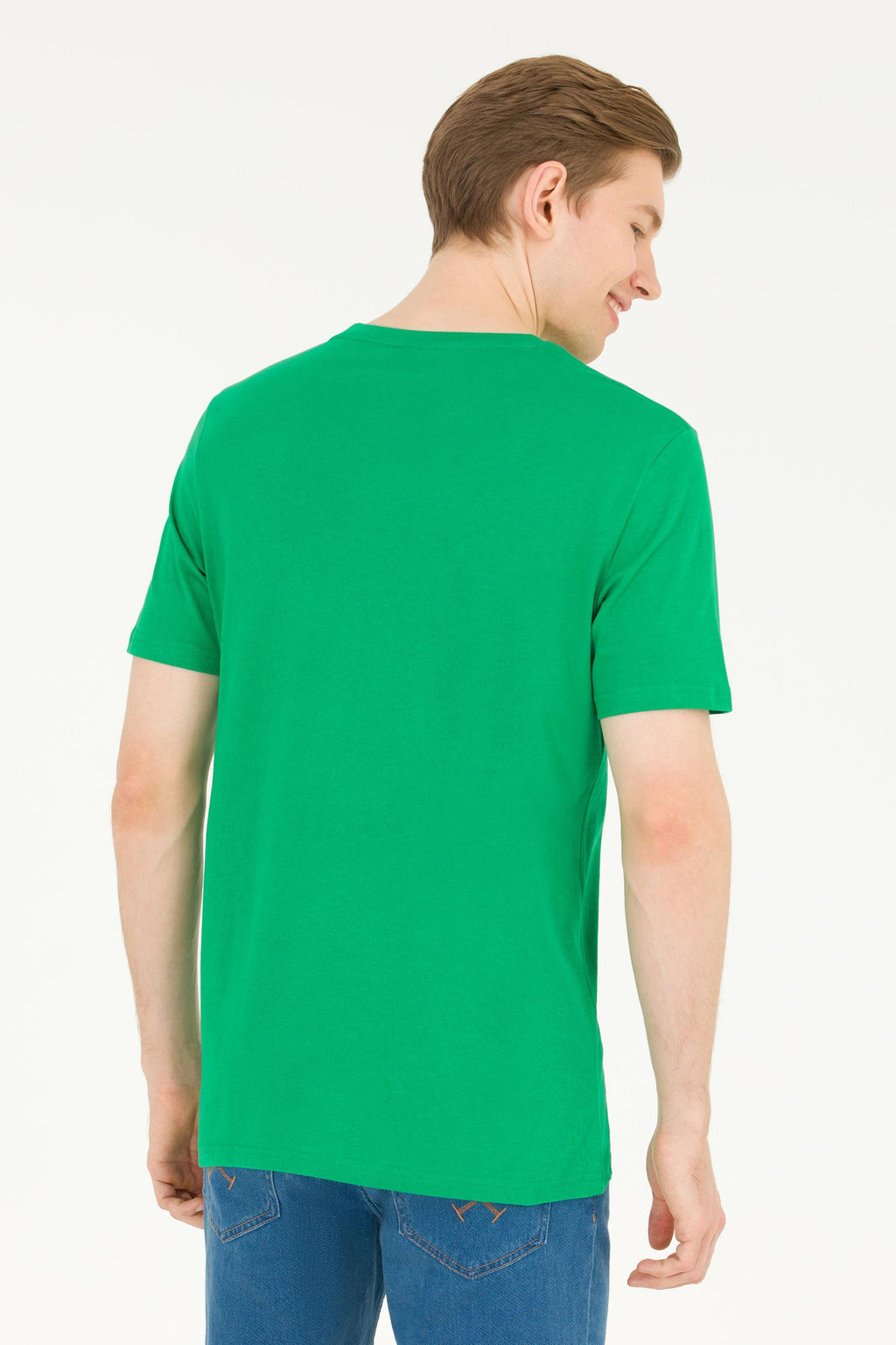Мужская зеленая футболка с круглым вырезом - U.s. polo assn фото 7