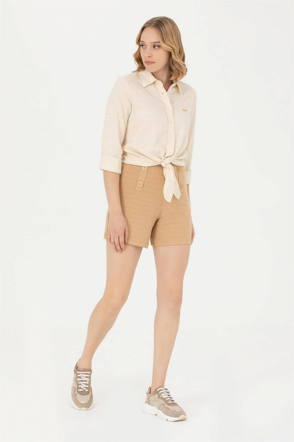 Женские вязаные шорты светло-коричневого цвета Неожиданная скидка в корзине - U.s. polo assn фото 9