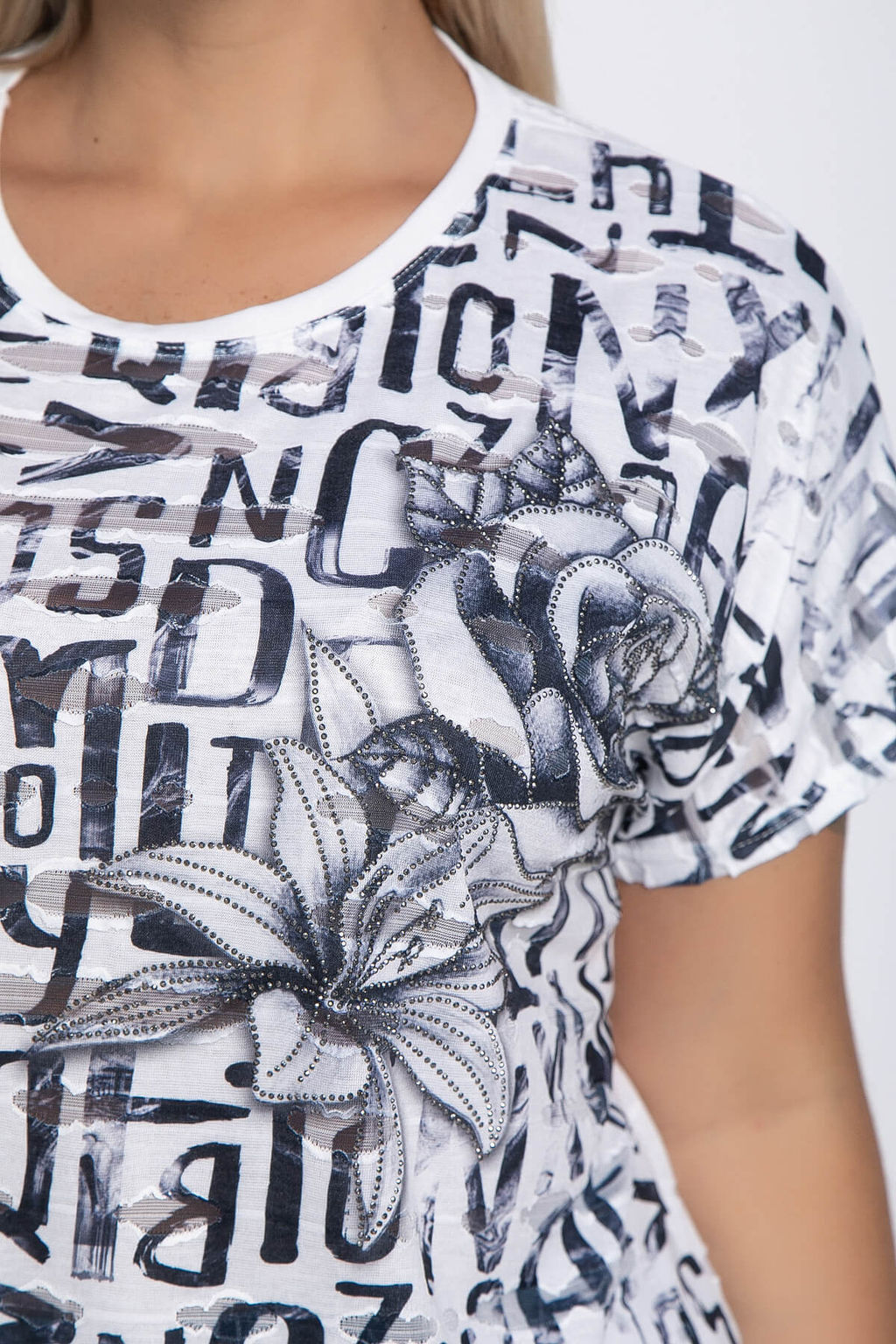 Блуза Асия (белая/буквы) Б10851 - Lt collection фото 3