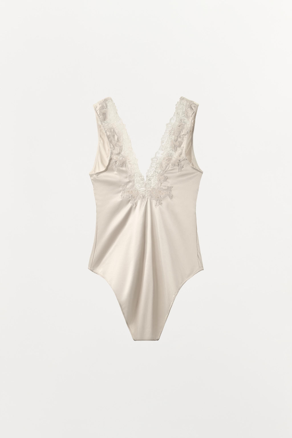 BODY SATINADO ENCAJE ZW COLLECTION / Blanco roto - Zara фото 4