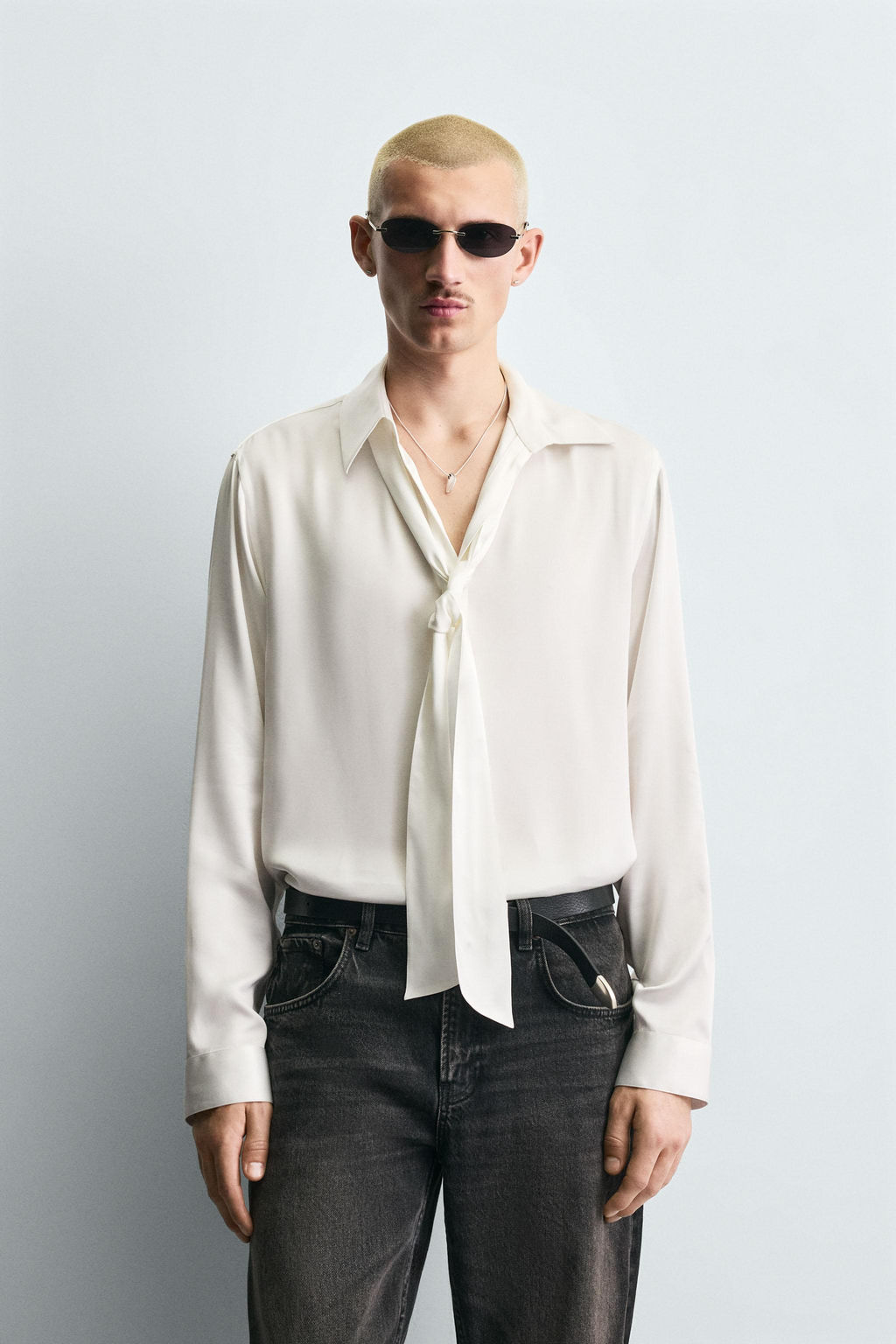 FLOWING SHIRT WITH TIED DETAIL - Zara фото 2