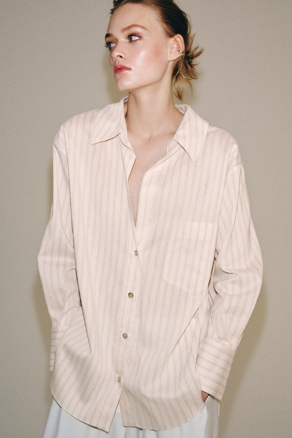CAMISA RAYAS ZW COLLECTION / Rosa / Blanco - Zara фото 2