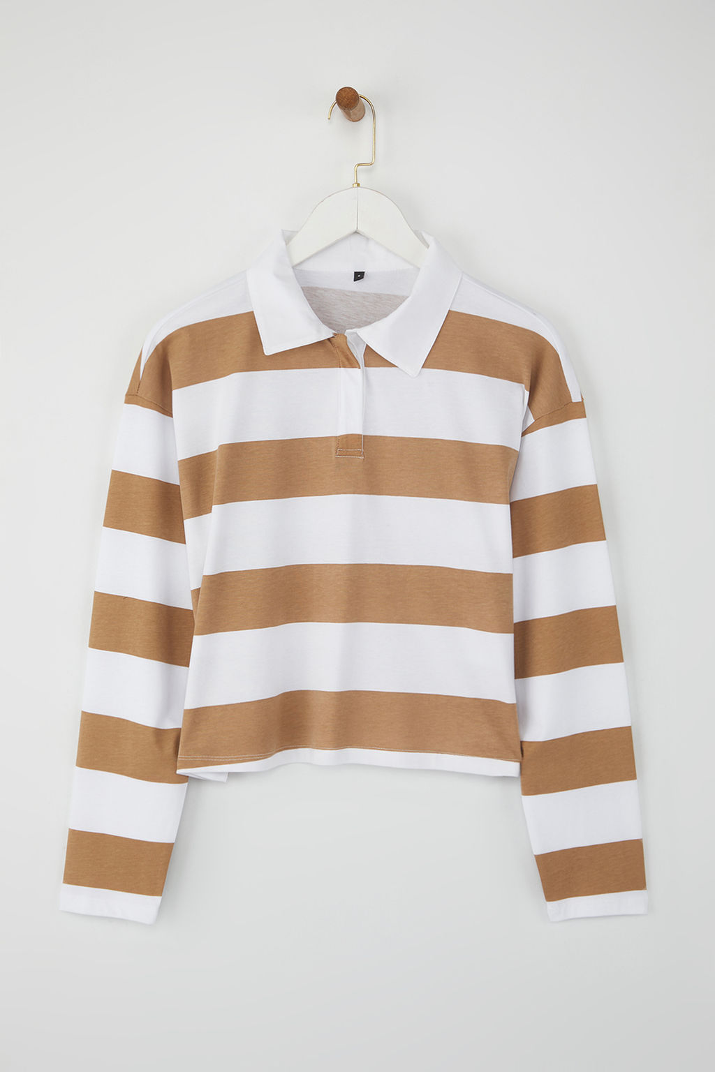 Turuncu Cizgili Polo Yaka Relaxed Crop/Rahat K?sa Orme T-shirt TWOAW26TS00011 - Trendyolmilla фото 5