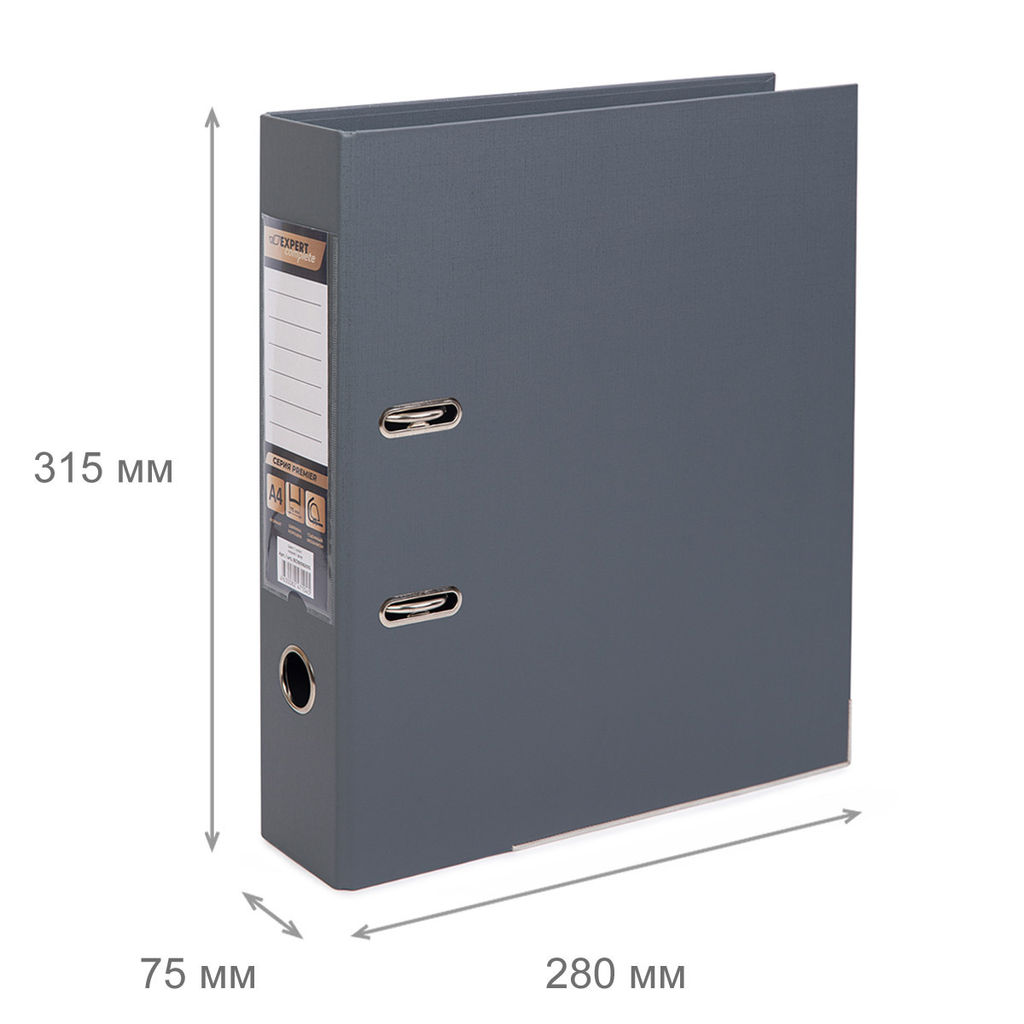 Expert Complete Регистратор PVC, 2-х стороннее покрытие, мет.уг. 75 мм 50 шт. Premier A4 арочный механ. (разб.) лён серый ЕС100162015
