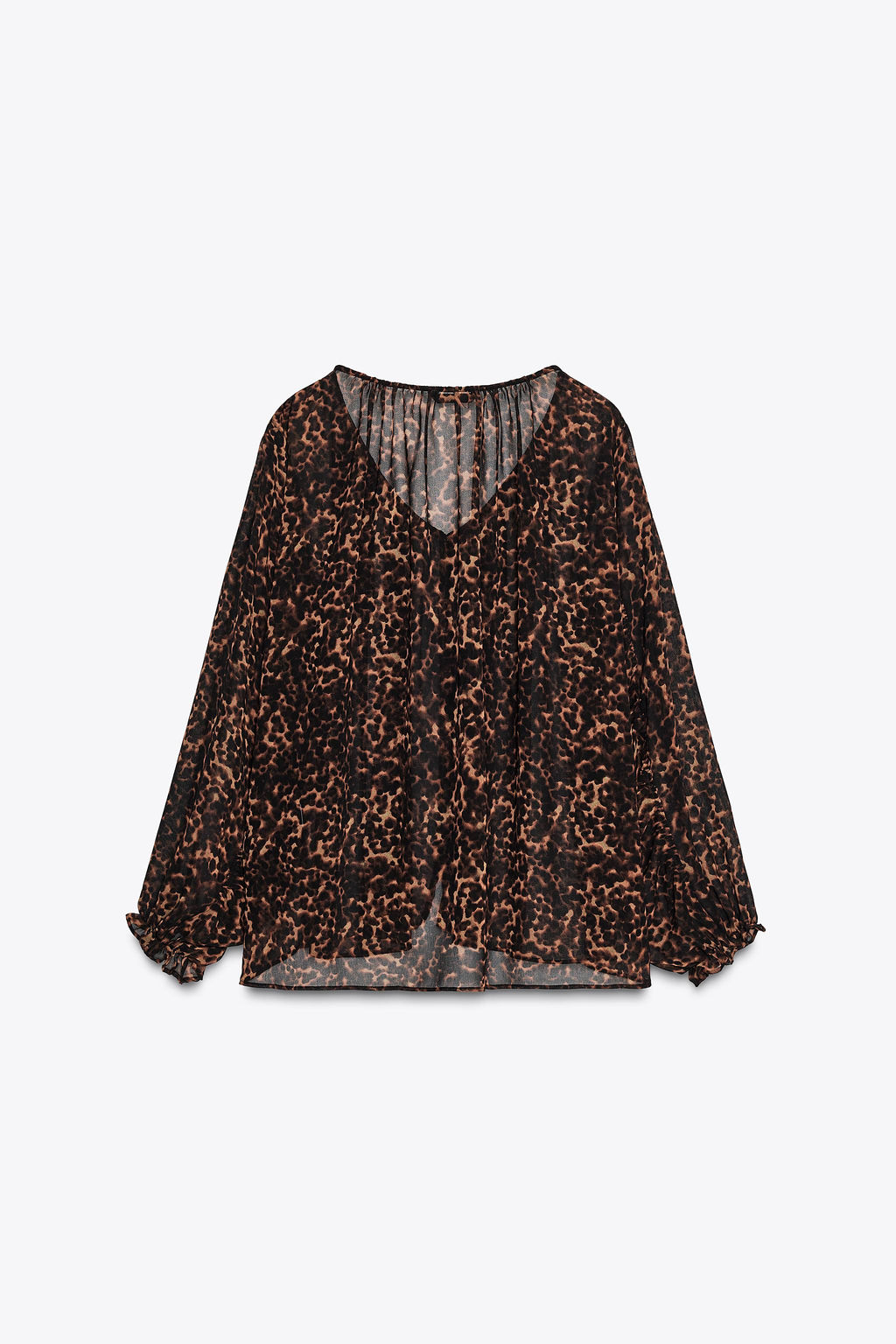 ANIMAL PRINT SEMI-SHEER BLOUSE - Zara фото 15