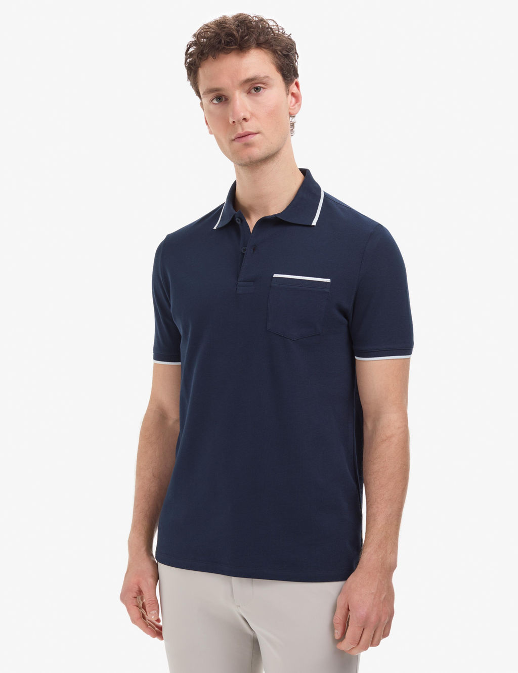 Lacivert Regular Fit %100 Pamuk D__meli Polo Yaka Ti__rt