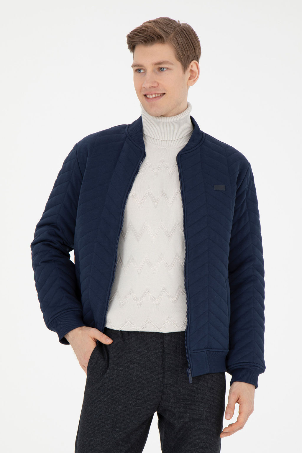 Мужской темно-синий вязаный кардиган - U.s. polo assn фото 8