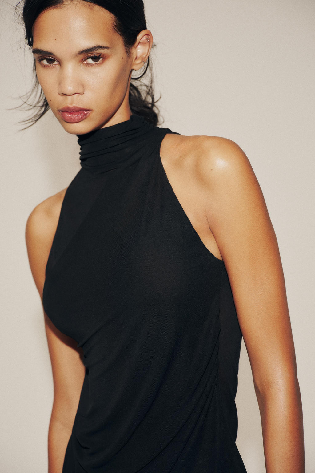 SEMI-SHEER HALTER TOP