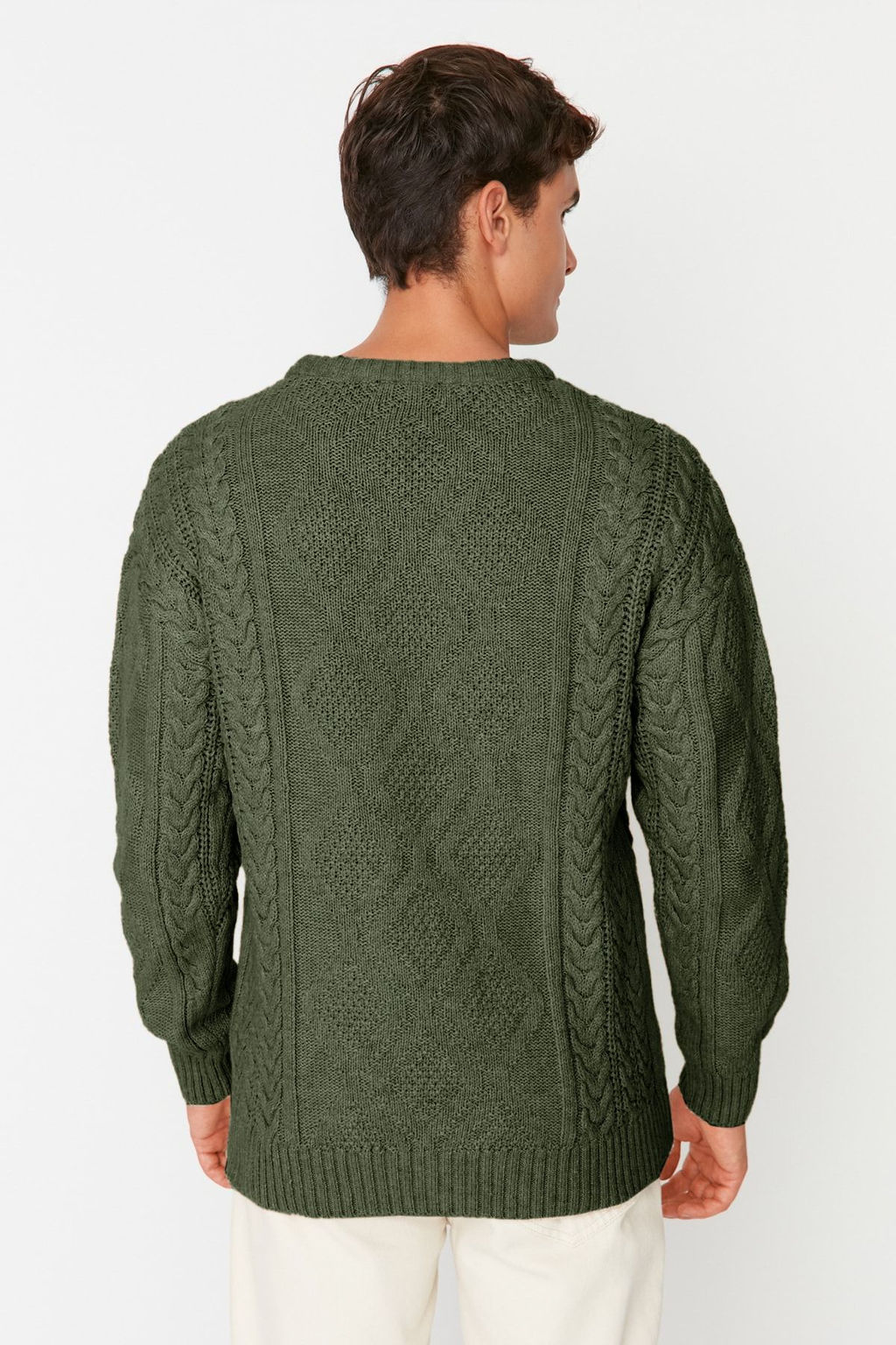 TRENDYOL MAN Beyaz Oversize Genis Kal?p Bisiklet Yaka Sac Orgulu Triko Kazak TMNAW23KZ00280 - Trendyolmilla фото 3