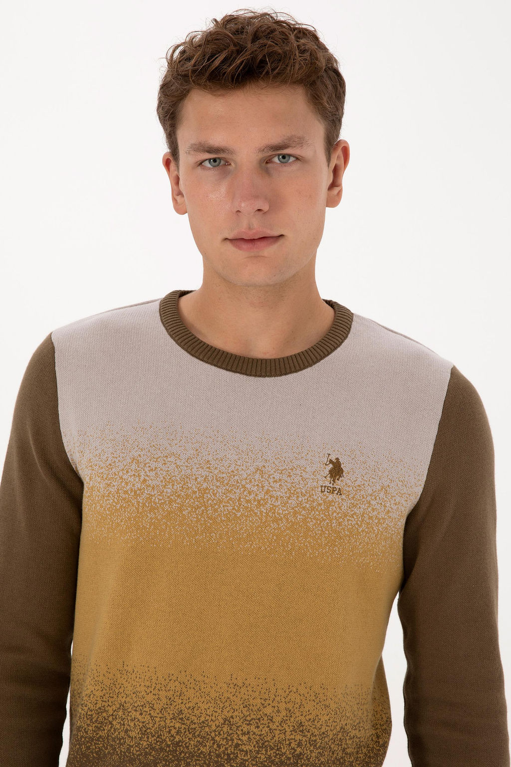 Erkek Regular Fit Bisiklet Yaka Haki Kazak - U.s. polo assn фото 2
