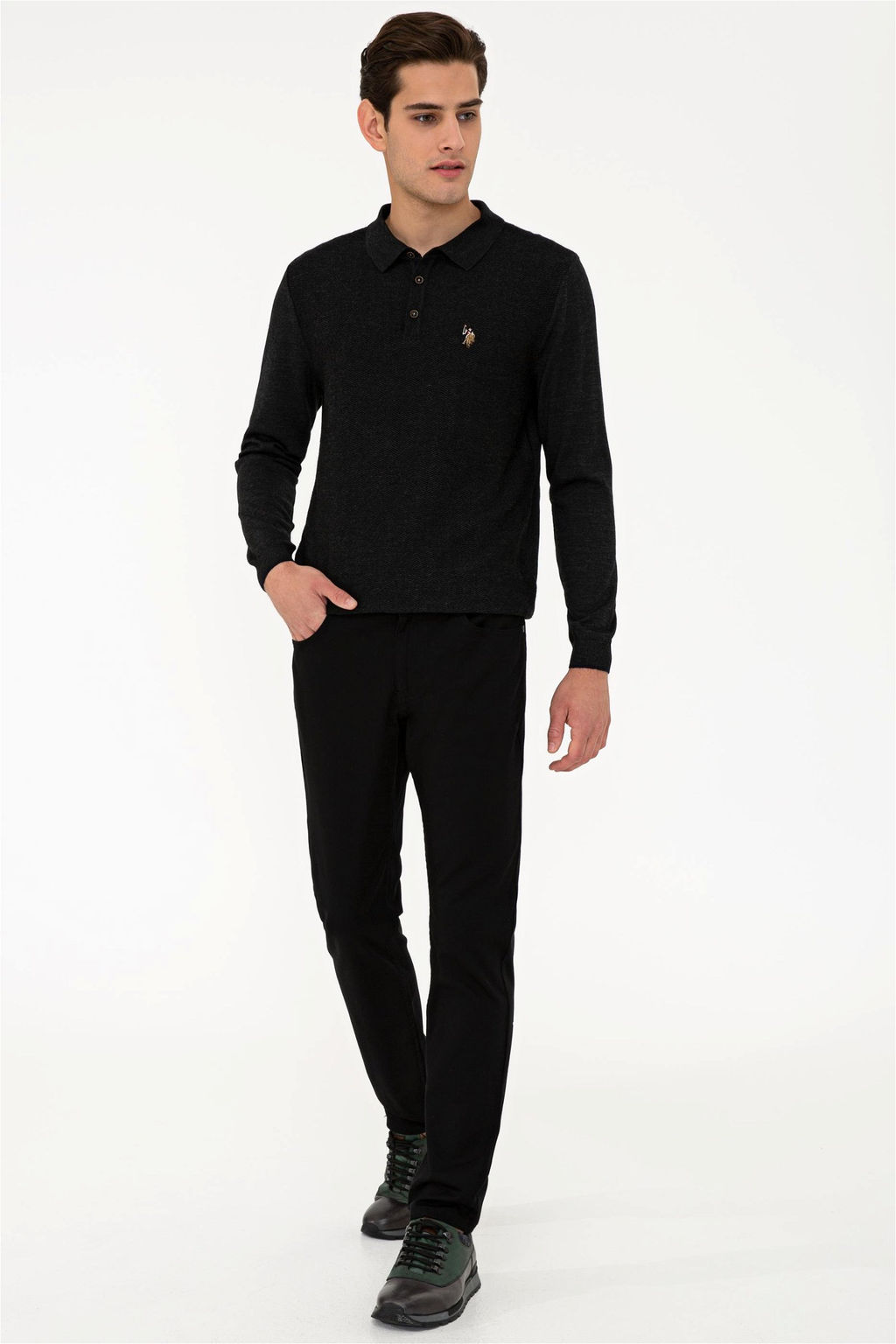 Мужской свитер антрацитового меланжа Неожиданная скидка в корзине - U.s. polo assn фото 4