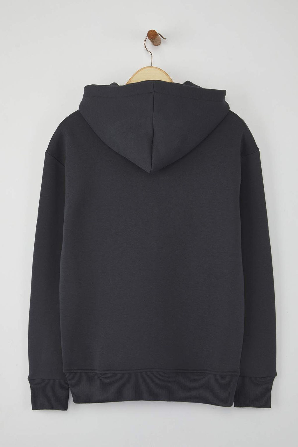 Antrasit Oversize/Genis Kesim Fermuarl? Kapusonlu Ici Polarl? Basic Sweatshirt TMNAW25SW00050