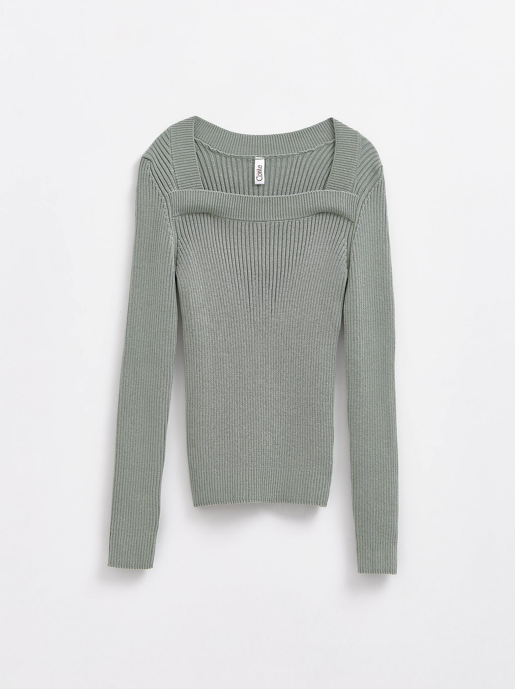 CONTE Облегающий джемпер в рубчик с фигурной линией декольте LDK 221 smoke green