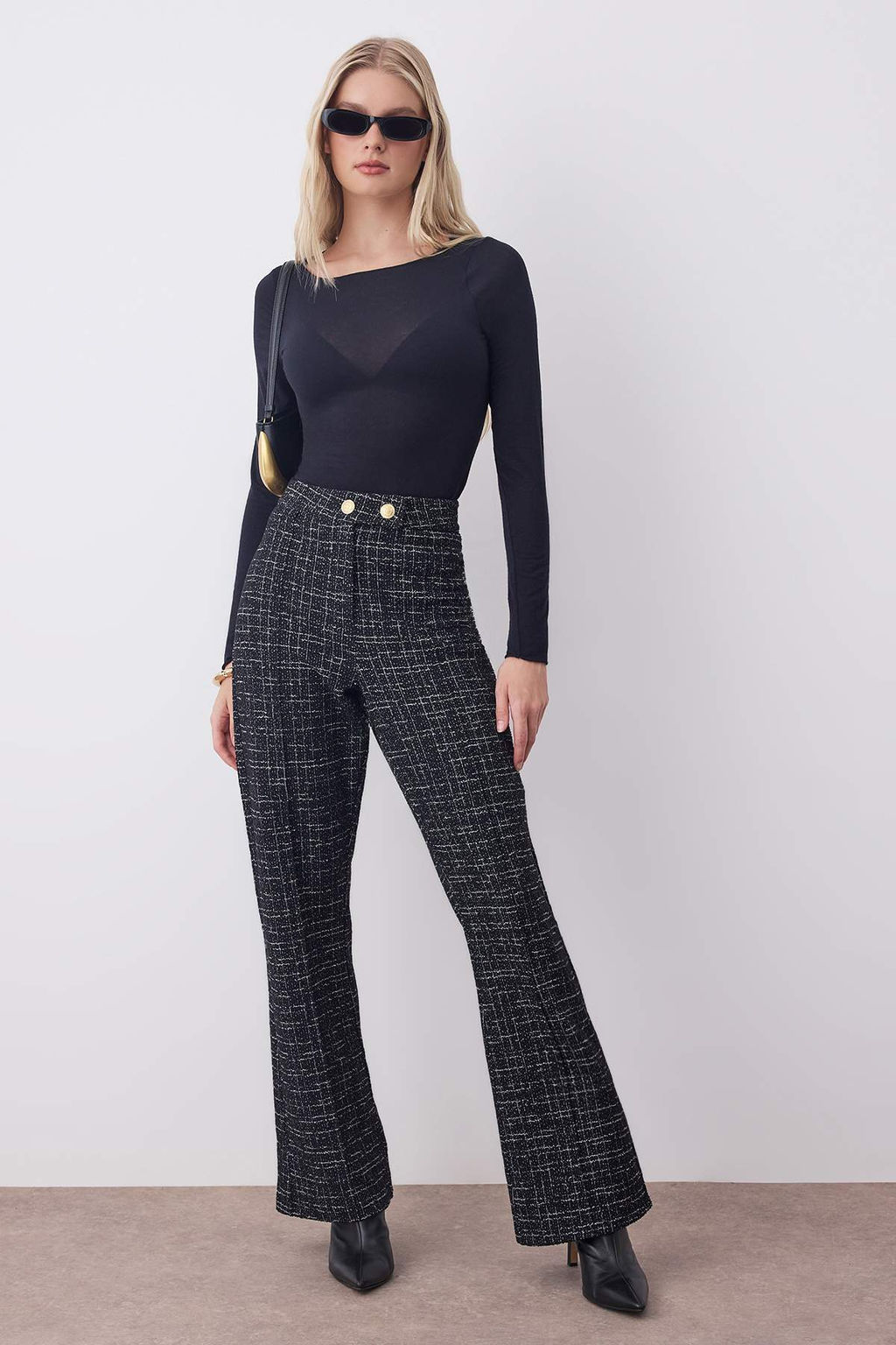 Siyah Tuvit Straigth/Duz Kesim Orme Pantolon TWOAW26PL00094