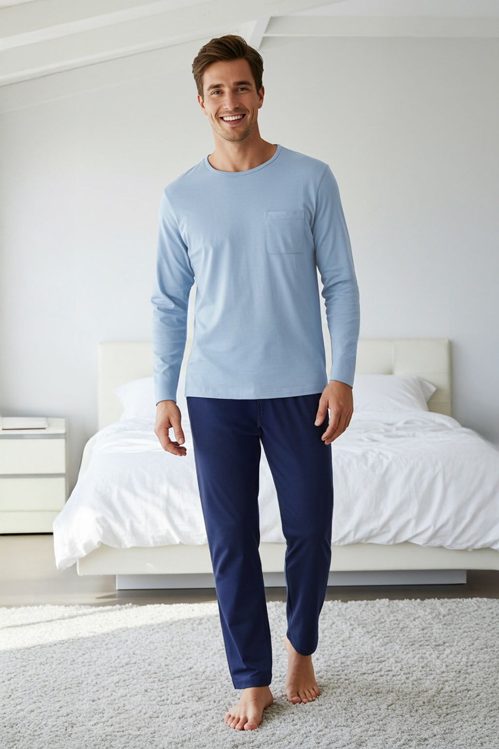Indigo - Lacivert Regular Fit %100 Pamuk Orme Pijama Tak?m? TMNAW26PT00005 - Trendyolmilla фото 5