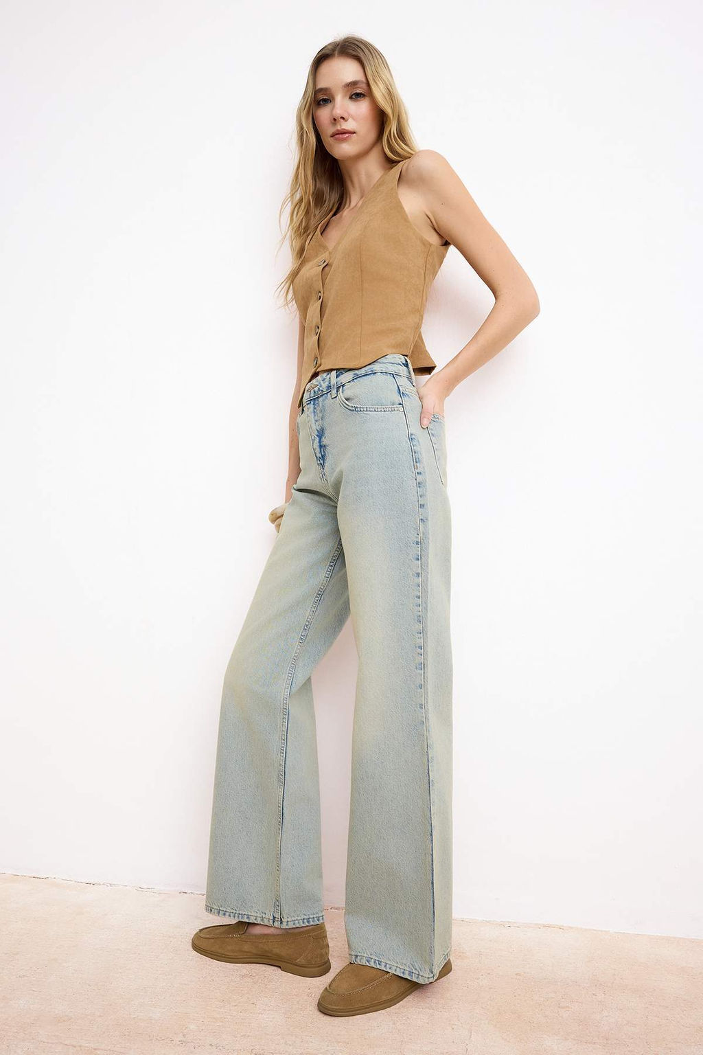 Mavi Yuksek Bel 100% Pamuk Wide Leg Genis Paca Jeans TWOSS26JE00126 - Trendyolmilla фото 3