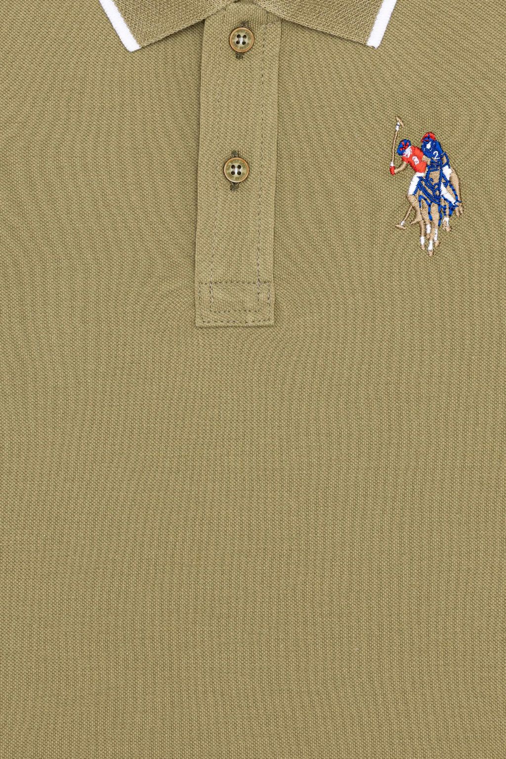 Футболка с воротником поло цвета хаки для мальчиков Basic - U.s. polo assn фото 3