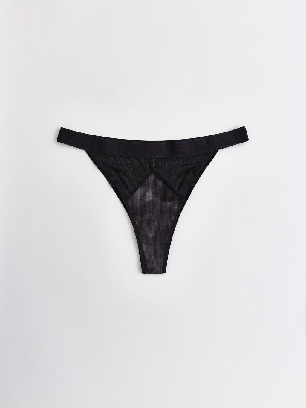 CONTE RIB WITH MESH LTA 2495 Трусы танга из хлопка в рубчик и эластичной сеточки black tie dye - Conte elegant фото 4