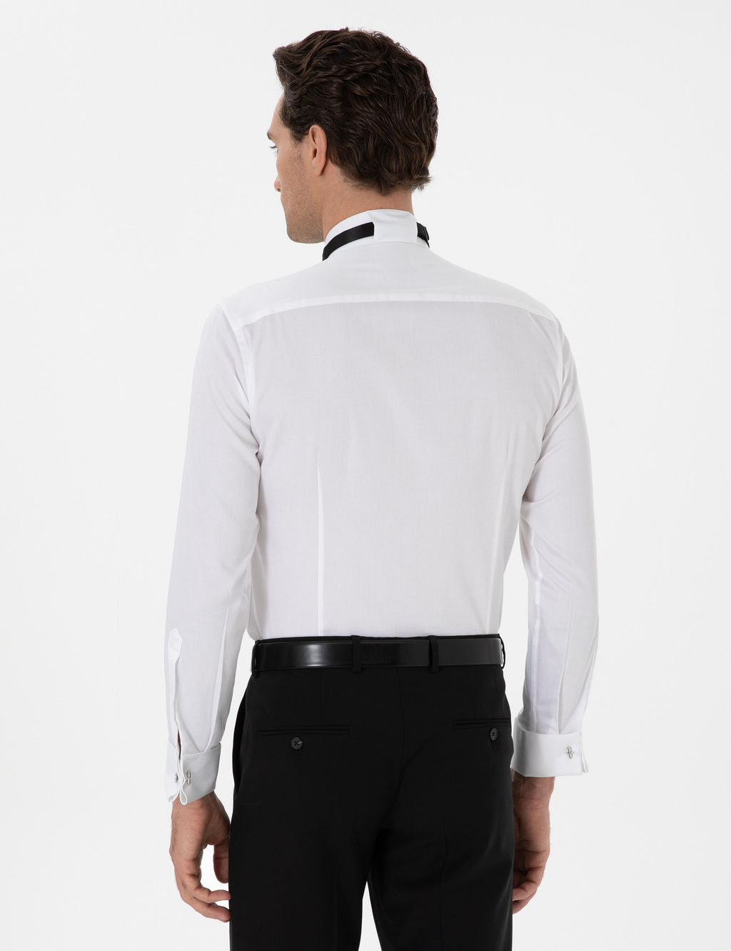 Beyaz Slim Fit Pamuk Kar___ml_ Ata Yaka Smokin G_mlek - Cacharel фото 5