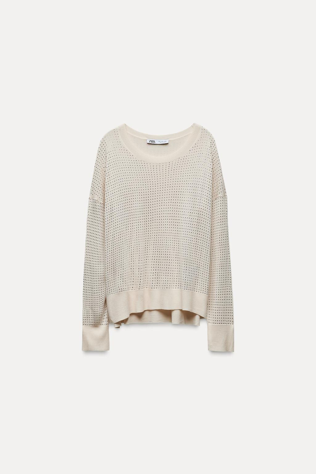 FINE KNIT TOP WITH RHINESTONE DETAIL - Zara фото 12