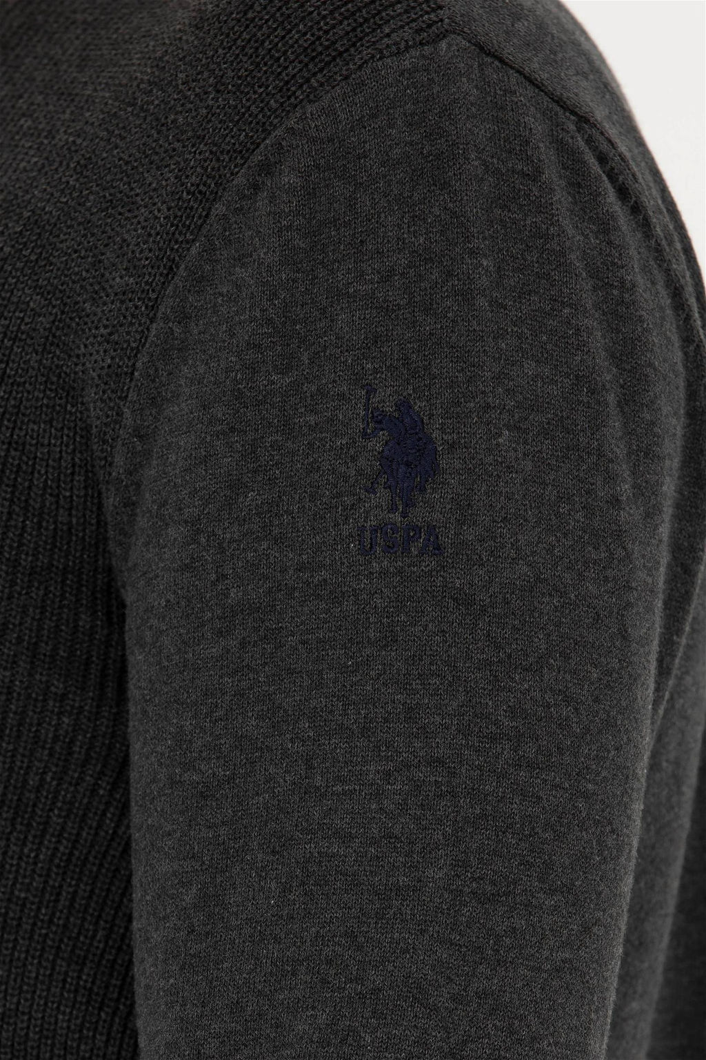 Мужской базовый трикотажный кардиган антрацитового меланжа - U.s. polo assn фото 7