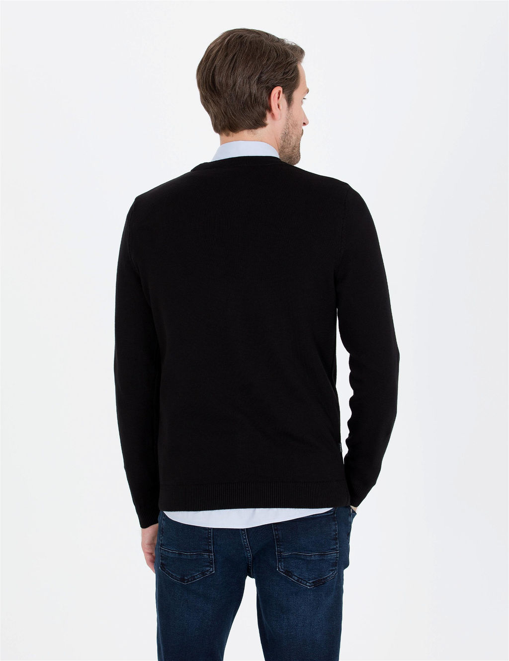 Siyah Slim Fit Basic D__meli Triko H_rka - Pierre cardin фото 5