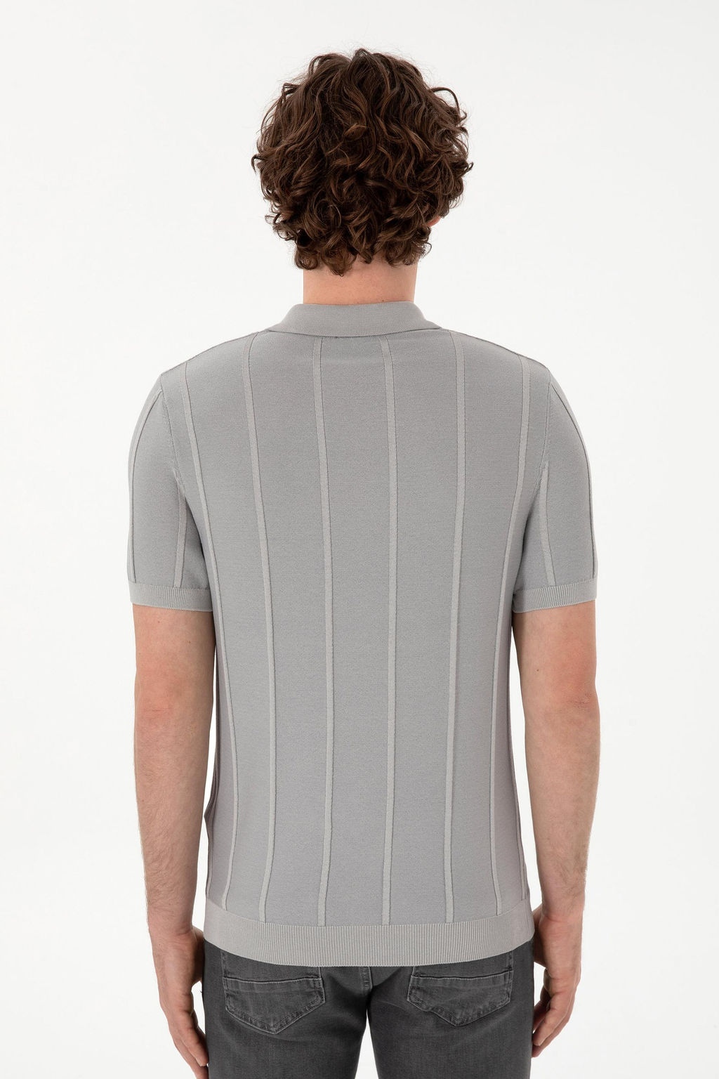 Erkek Slim Fit Polo Yaka A__k Gri Ti__rt - U.s. polo assn фото 5