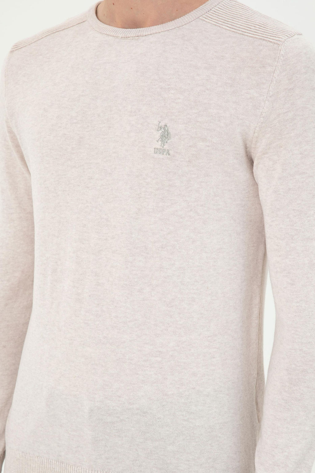 Erkek Slim Fit Bisiklet Yaka Ta_ Melanj Basic Kazak
