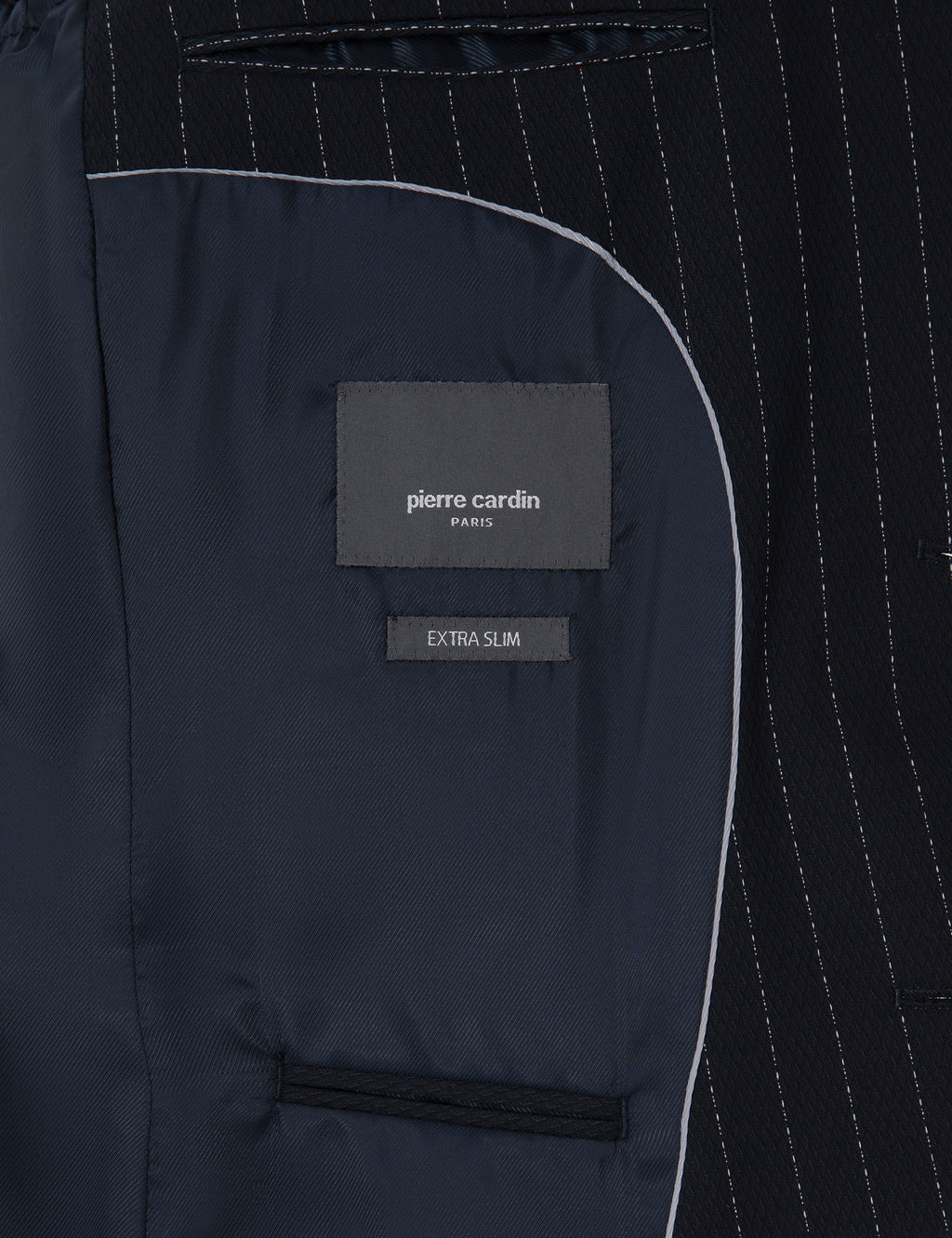Lacivert Extra Slim Fit _izgili Tak_m Elbise