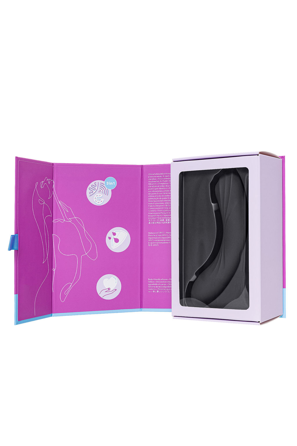 Вакуум-волновой бесконтактный стимулятор клитора Satisfyer Curvy Trinity 4, силикон, чёрный  фото 11