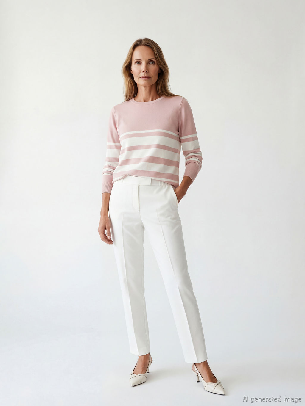 Bisiklet Yaka ?izgili Kad?n Triko Kazak