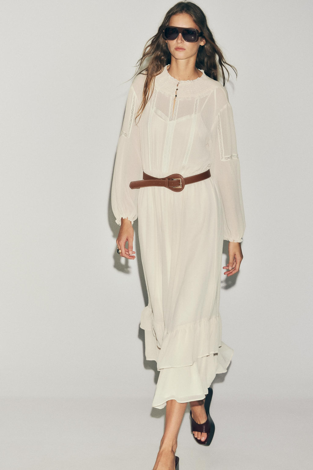 COTTON GAUZE DRESS WITH BELT - Zara фото 6