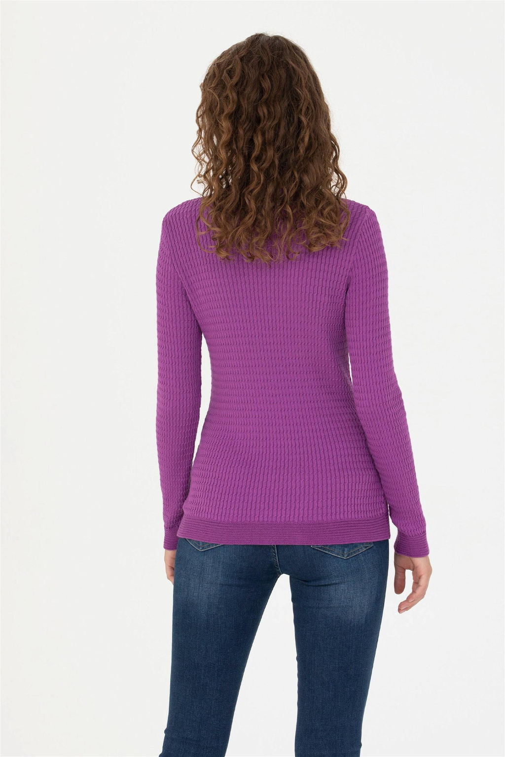 Женский базовый свитер фиолетового цвета с круглым вырезом Неожиданная скидка в корзине - U.s. polo assn фото 5